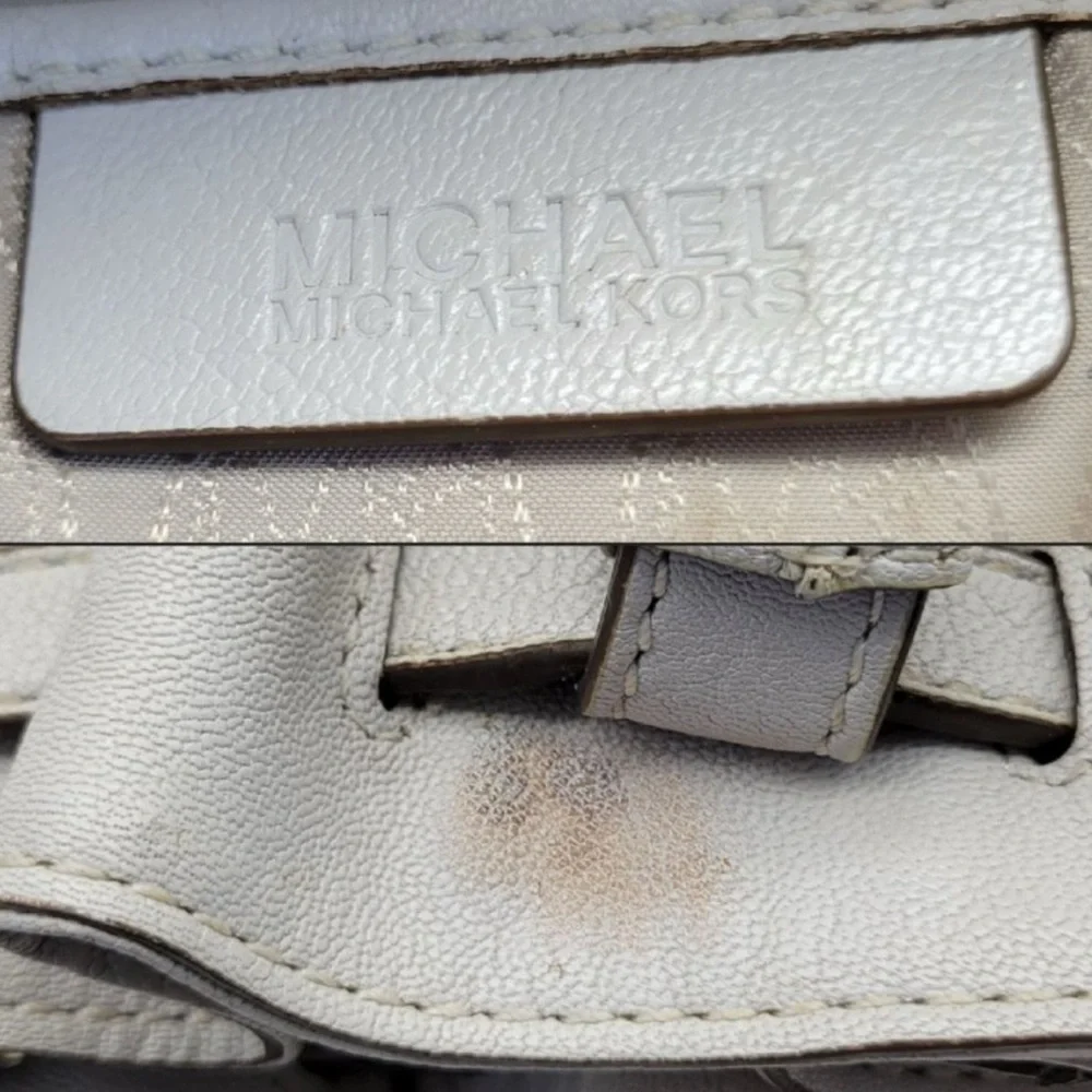 Michael Kors Cream Satchel with Gold Accents
